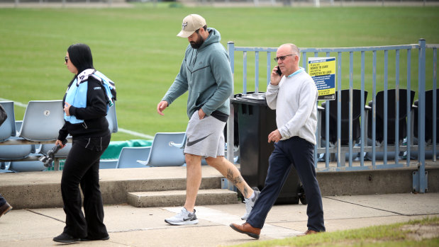 Southern switch: Aaron Woods visits Cronulla Sharks facilities after signing a three-year deal.