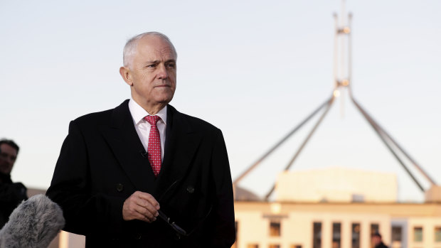 Prime Minister Malcolm Turnbull during a breakfast TV interview at Parliament House for the budget.