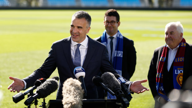 South Australian Premier Peter Malinauskas speaks with the media in the Adelaide Hills during Gather Round.