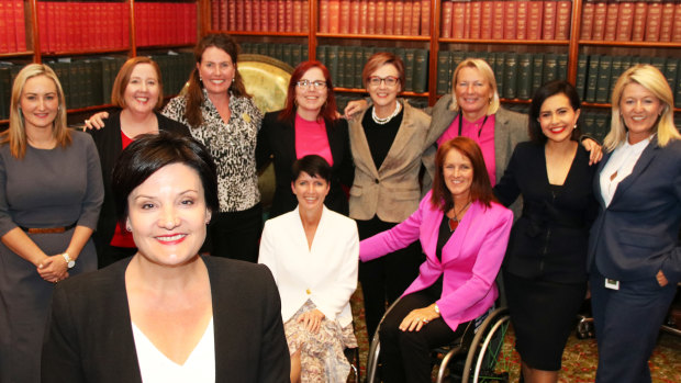 Jodi McKay with her female supporters in the Labor caucus. 