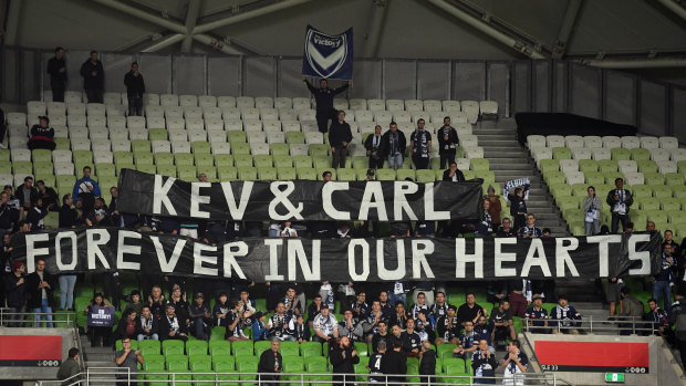 Fan favourites: coach and captain honoured by the crowd at AAMI Park.