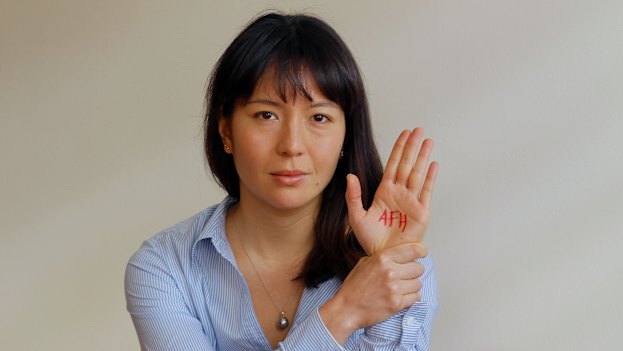 Sarah Dingle displaying the donor code, AFH, that she had first thought was correct.