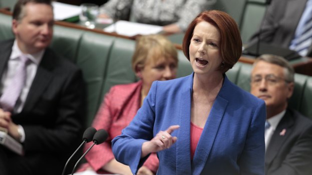 Julia Gillard delivers her “misogyny speech” in October 2012.