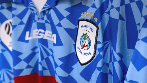 Marconi’s jersey for the inaugural Australian Championship is a throwback to 1993.