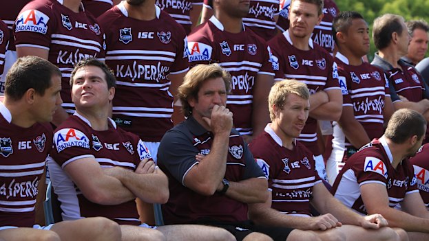 Des Hasler ponders ahead of what was his final game as coach of Manly in his first stint at the club.