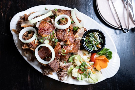 Crispy pata (deep-fried pork hock).