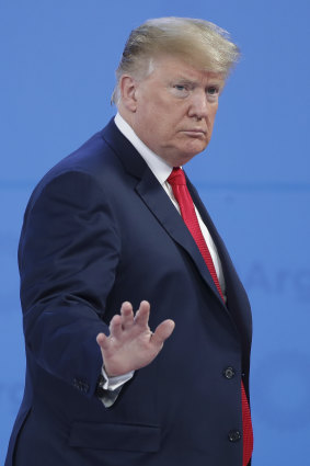 US President Donald Trump during the official arrival for the G20 summit in Buenos Aires in Argentina.