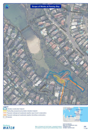 The site of the proposed pumping station and associated pipelines at Parsley Bay Reserve.