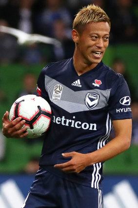 On target: Keisuke Honda.