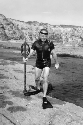 Former prime minister Harold Holt at Portsea in 1966, where he disappeared in heavy seas one year later. 