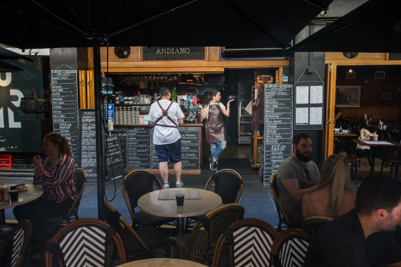 Degraves Street was humming on Thursday afternoon.