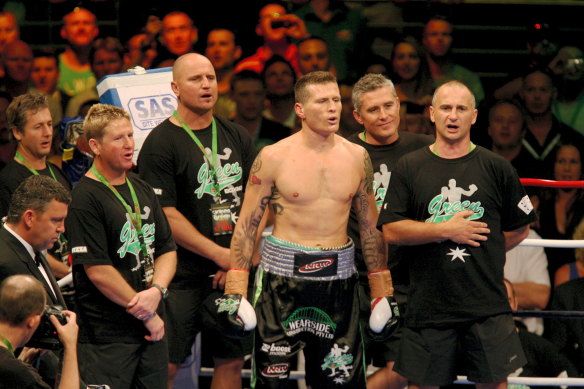 Hyder, on far right, with Danny Green before a fight.