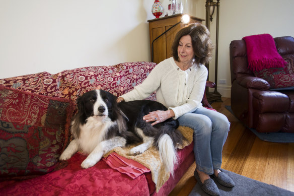 Maree Brann with border collie Toby, adopted from her late friends Judy and David Moate.