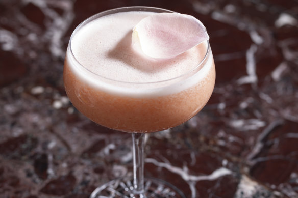 Sgroppino with watermelon and rose.