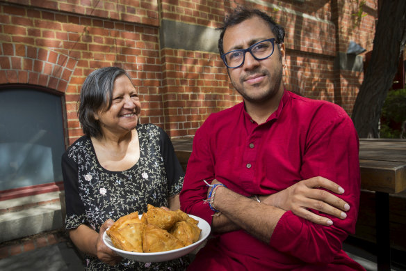 Asha Jain, left, and son Ravi Jain in Melbourne.