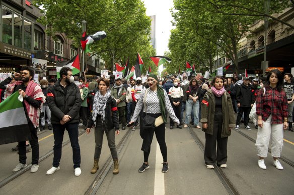 The Pro Palestinian rally at The State Library in Melbourne.