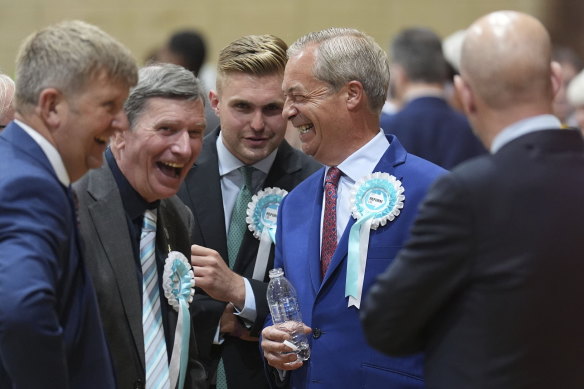 The Reform UK of Nigel Farage (second from right) cannibalised much of the Conservative vote.