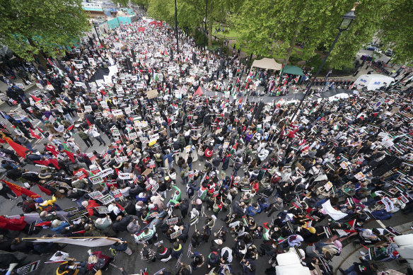 A protest in support of Palestinians in London.