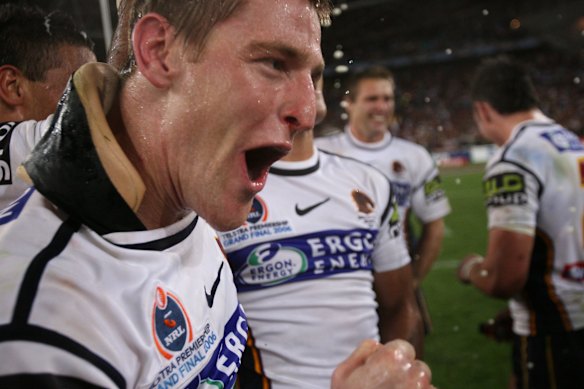 Brent Tate with his unique neck brace.