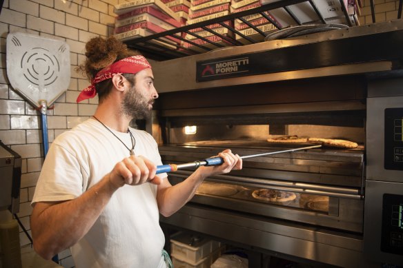 Pizza maker Bruno Orlando at A25 Pizzeria on Chapel Street in South Yarra.
