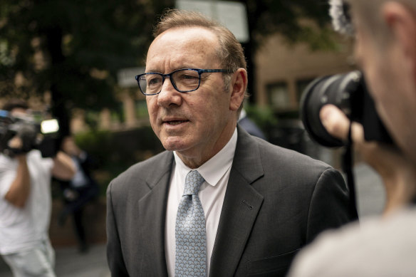 Spacey leaves court on Thursday.