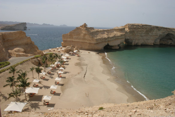 A resort beach in Muscat, Oman. 