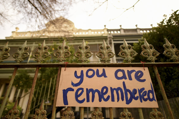 Signs on the fence of Hambleton House  last year.