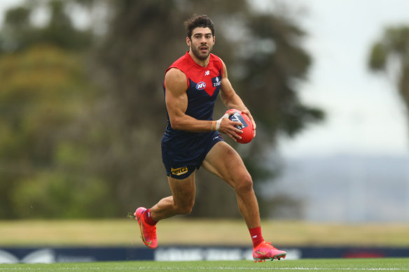 Christian Petracca in action against Richmond at Casey Fields last month.
