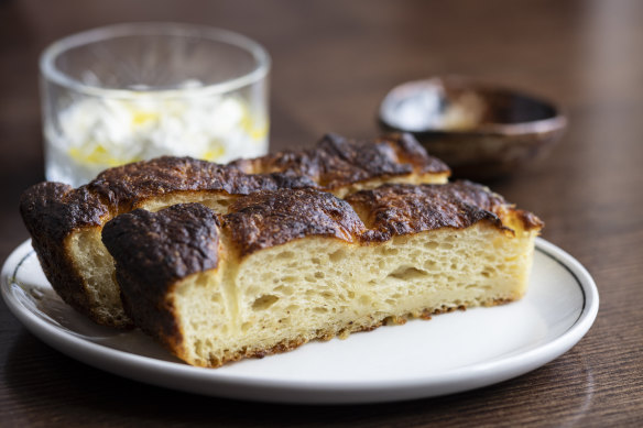 Potato focaccia with ricotta.