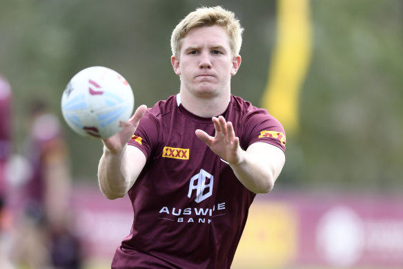 Tom Dearden beat Ezra Mam to the vacant Maroons five-eighth jumper.