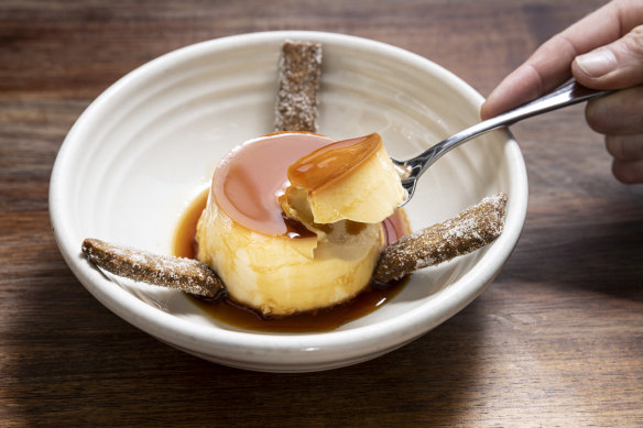 Flan is a just-set custard, similar to creme caramel.