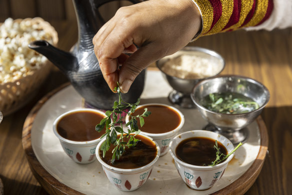 Ethiopian coffee ceremony.