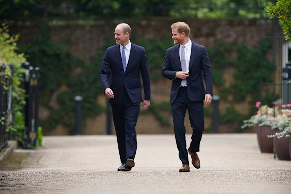 Princes William and Harry pictured at the 2021 unveiling of a statue of their mother, Diana – believed to be the last time the brothers saw each other. 