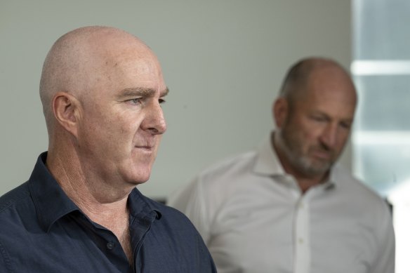 Collingwood’s general manager of football Graham Wright (left) with CEO Craig Kelly.