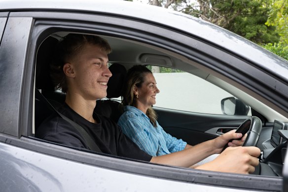 Josh Lewin, who is focusing on finishing year 12 before going for his P1 licence, and mum Narelle.