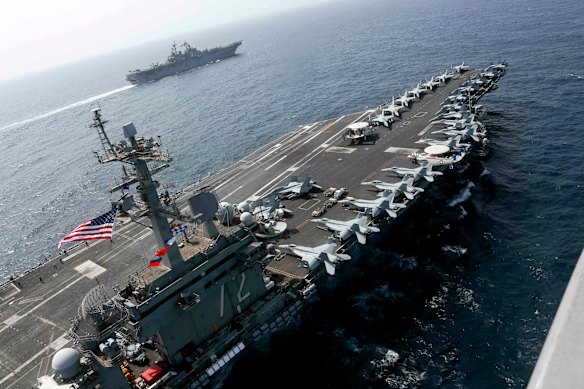 The USS Abraham Lincoln in the Arabian Sea in 2019.