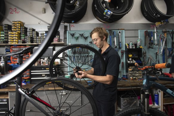 Jack Lidgett at Ashburton Cycles.