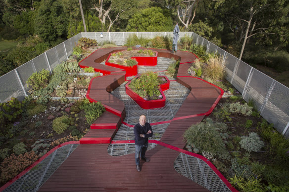 Professor Nicholas Williams on a green roof at Melbourne University’s Burnley campus in 2019.