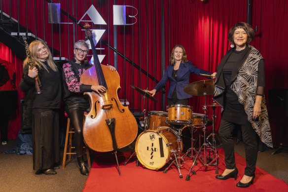 The all-female jazz quintet Morgana (from left, Fiona Burnett, Annette Yates, Sonja Horbelt and Lisa Young – Andrea Keller was unavailable for the photo) will reunite at Melbourne’s Jazz Festival in October.