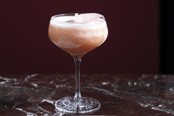 Sgroppino with watermelon and rose.
