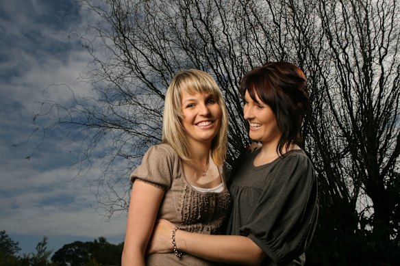 Lauren Huxley and her sister Simone the day before her attacker was sentenced in 2008.