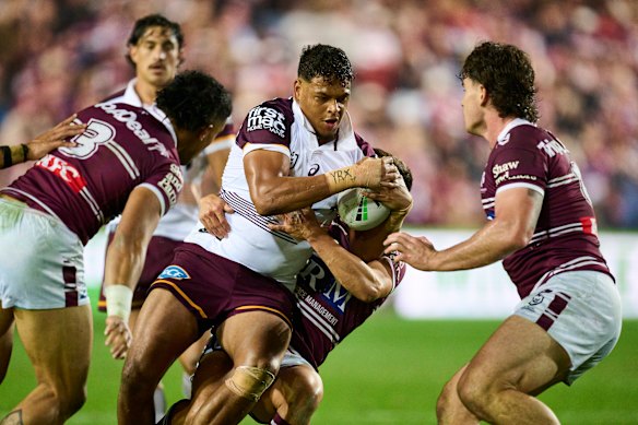 Cobbo in action for the Broncos against Manly last weekend.