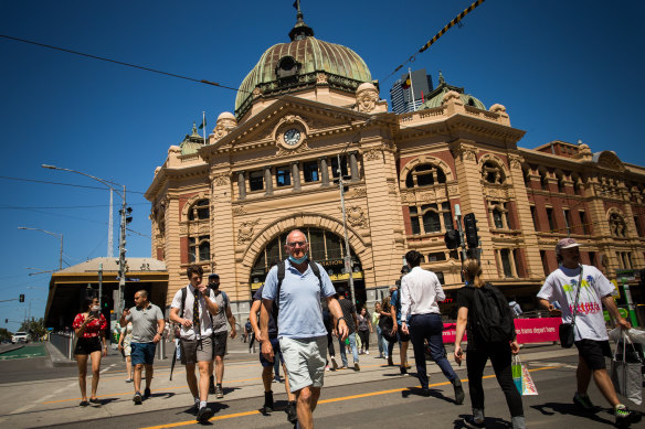 Melburnians re-emerge from lockdown into a sun-drenched city on Thursday.