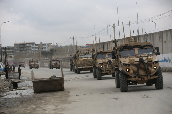 British soldiers with the NATO-led Resolute Support Mission arrive at the site of an attack in Kabul, Afghanistan, last year. More co-operation would not necessarily mean NATO forces in the Asia Pacific.