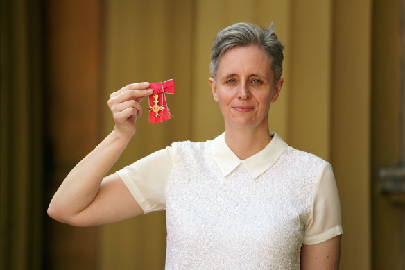 Professor Kathleen Stock after being made an OBE for services to higher education in an investiture ceremony at Buckingham Palace, on July 14, 2022.