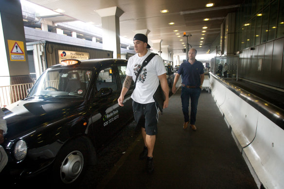 Sonny Bill Williams at Heathrow Airport  on his way to France after walking out on the NRL in 2008.