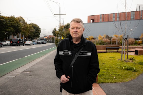 Haydn Moyle at the site of the former tram stop, where a pocket park was built by the council.