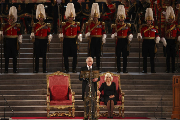 King Charles III delivers a speech before flying to Scotland.