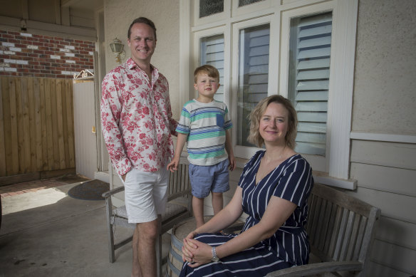 Jade Mitchell, Travis Nott and their son Harrison.