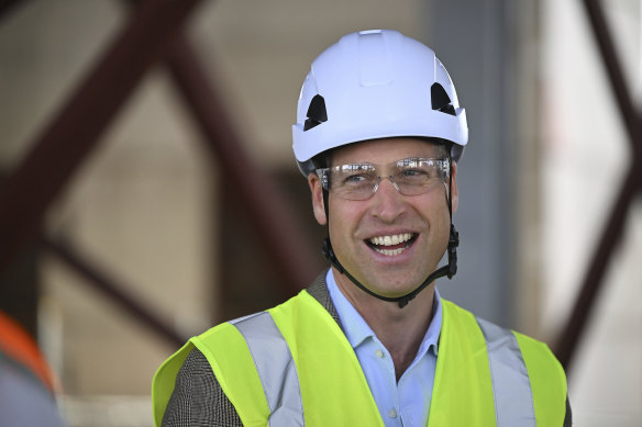 Prince William talks with workers during a visit to a construction site to discuss the prevalence of suicide in the construction industry, in west London, last week.